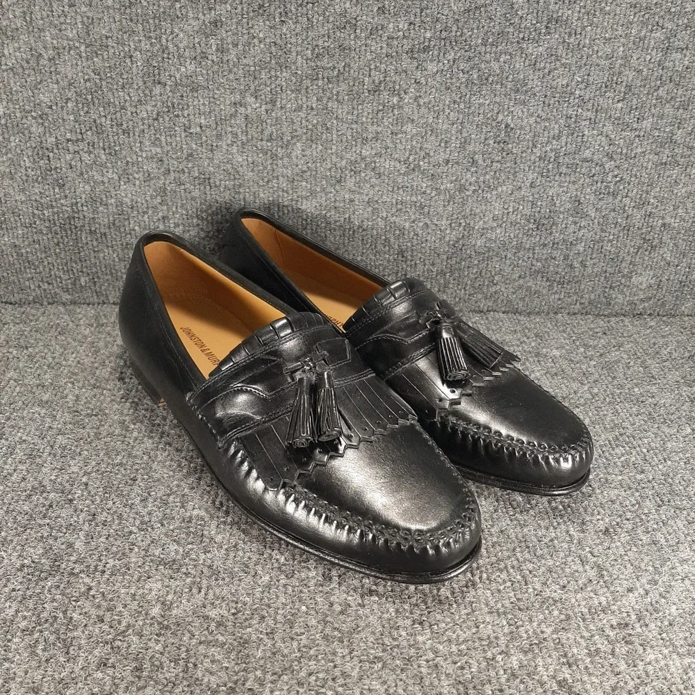 Johnston & Murphy Leather Tassel Loafers Mens US 9.5 Black  15-0835  EUC
